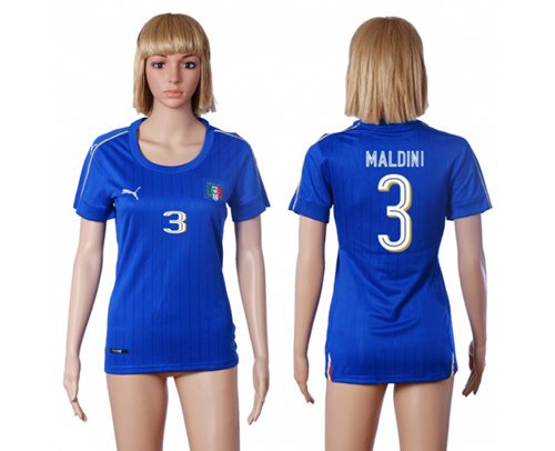 Women's Italy #3 Maldini Home Soccer Country Jersey - Click Image to Close